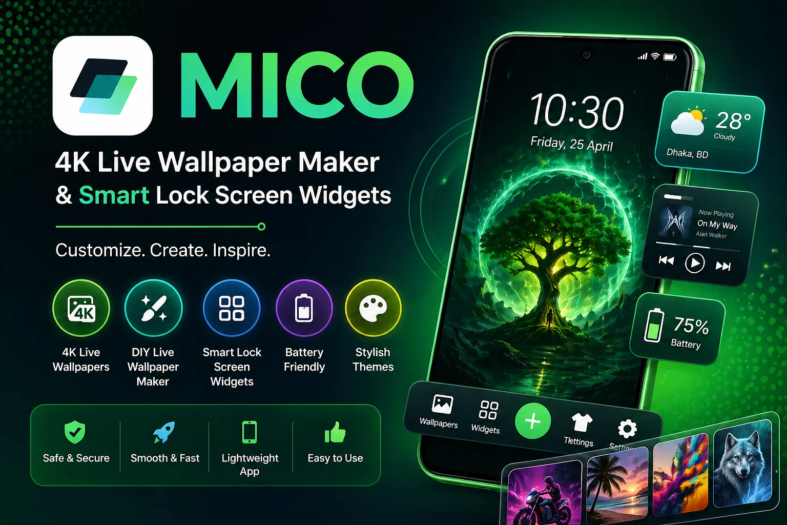 Mico – 4K Live Wallpaper Maker & Smart Lock Screen Widgets for Android